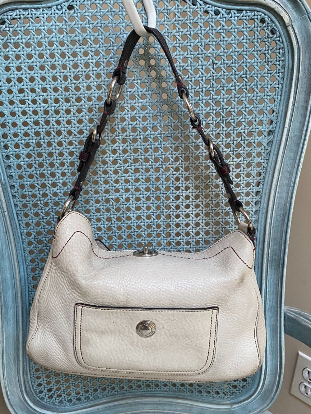 Vintage Coach Chelsea Cream Pebbled Leather Shoulder Bag - Picture 3 of 13